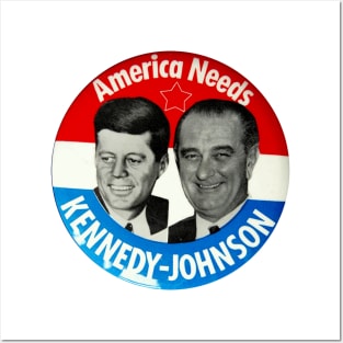 Kennedy - Johnson 1960 Presidential Campaign Button Design Posters and Art